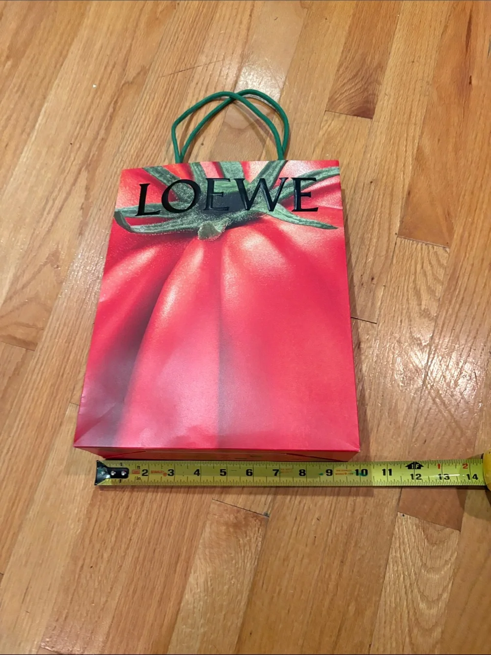 Loewe Red Tomato Graphic Gift Bag with Green Handles